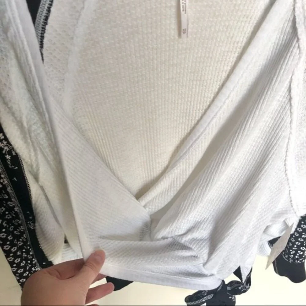 Free People Auxton Thermal Wrap Top NWT Size XS Cottagecore Chic Cute